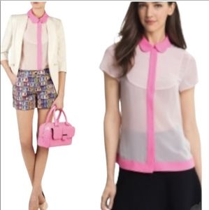 Ted Baker London Oella hot pink contrast collar blouse